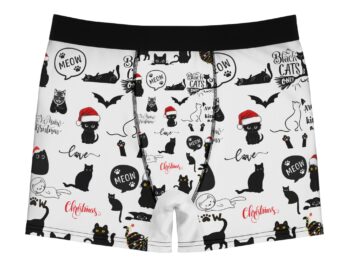 Christmas men's boxer briefs Gothic cat underwear Holiday boxer briefs Men's festive underwear Unique Christmas gift