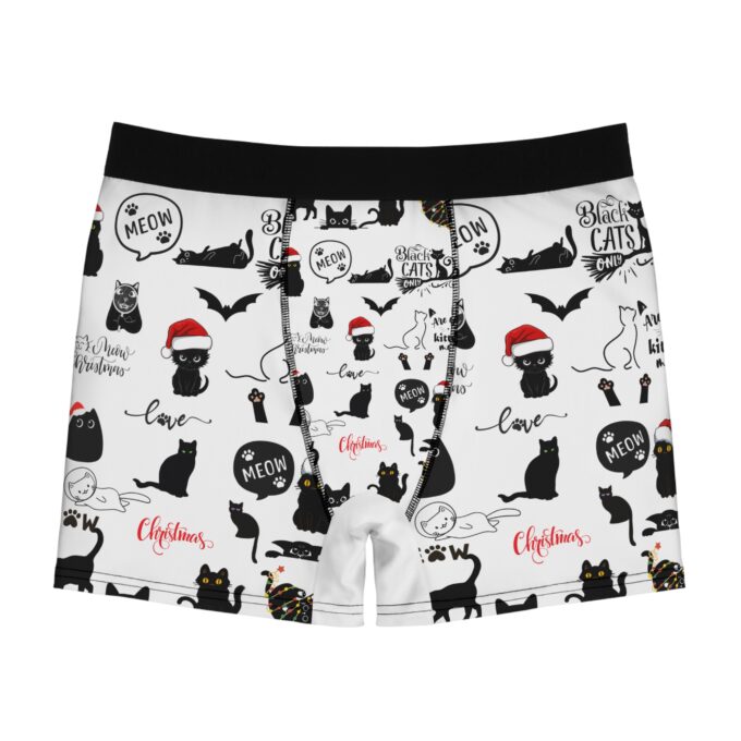 Christmas men's boxer briefs Gothic cat underwear Holiday boxer briefs Men's festive underwear Unique Christmas gift