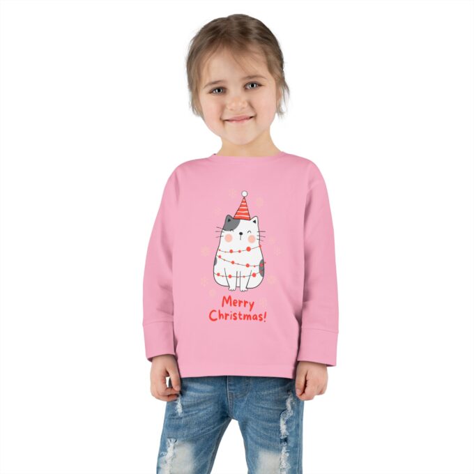 Gothic Cat Christmas Toddlers Long Sleeve Tee – Festive & Cozy - Image 12