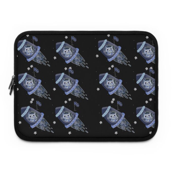 Black cat laptop case Stylish laptop protection Cat-themed tech accessories Durable laptop sleeve