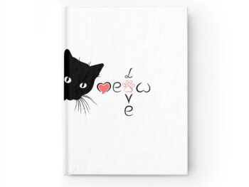 Black cat journal Valentine-themed notebook Ruled-line journal Cute stationery