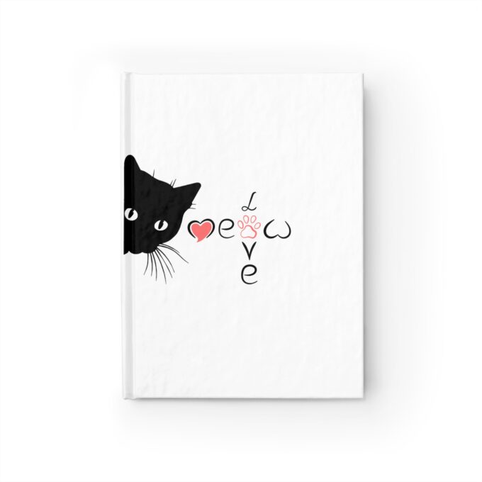 Black cat journal Valentine-themed notebook Ruled-line journal Cute stationery