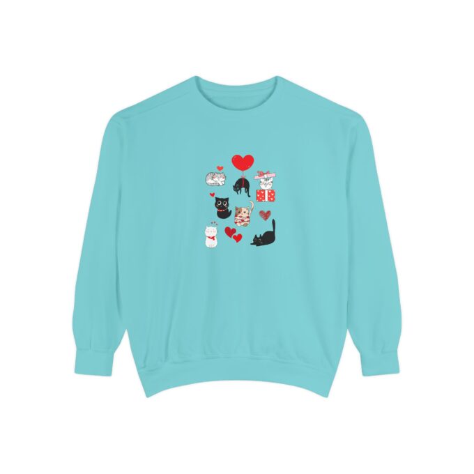 Black Cat Valentine Unisex Garment-Dyed Sweatshirt - Image 11