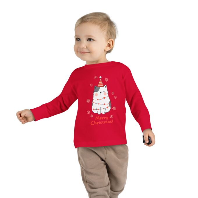 Gothic Cat Christmas Toddlers Long Sleeve Tee – Festive & Cozy - Image 15