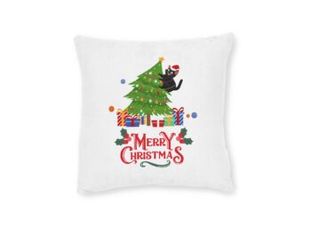 Black cat Christmas pillow Festive holiday décor Cat lover’s gift idea Christmas decorative pillow