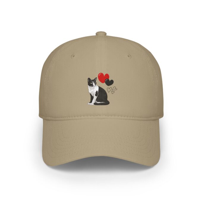 Black Cat Valentine Cap - Low Profile Baseball Cap - Image 5