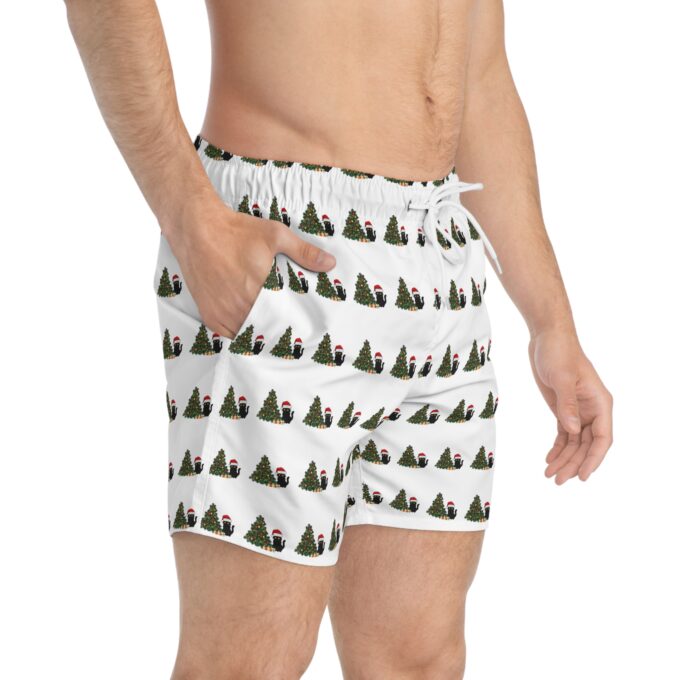 Gothic Cat Christmas Swim Trunks – Perfect for Cat Lovers! - Image 4