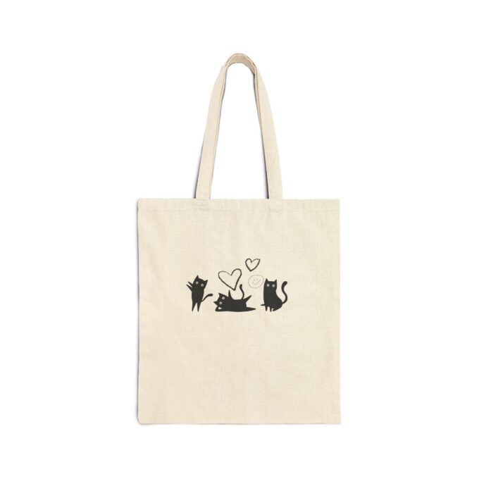 Black Cat Valentine Cotton Canvas Tote Bag - Image 2