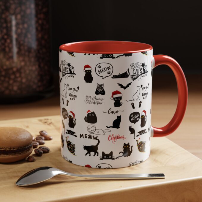 Gothic Cat Christmas Accent Mug – Unique & Festive (11, 15oz) - Image 3