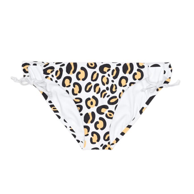 Leopard print bikini bottoms Adjustable tie side swimwear Women's flattering swim bottoms Durable quick-drying swimwear