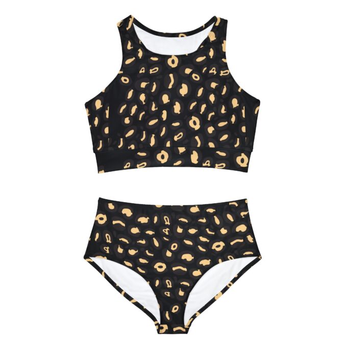Leopard print bikini Sporty swimwear for women Stylish two-piece swimsuit Active lifestyle swimwear