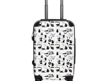 Black cat luggage Unique travel suitcase Cat-themed travel gear Durable hard shell suitcase