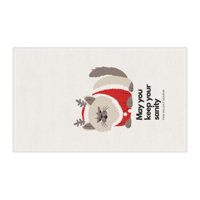 Gothic Cat Christmas Tea Towel – Festive Holiday Decor - Image 3