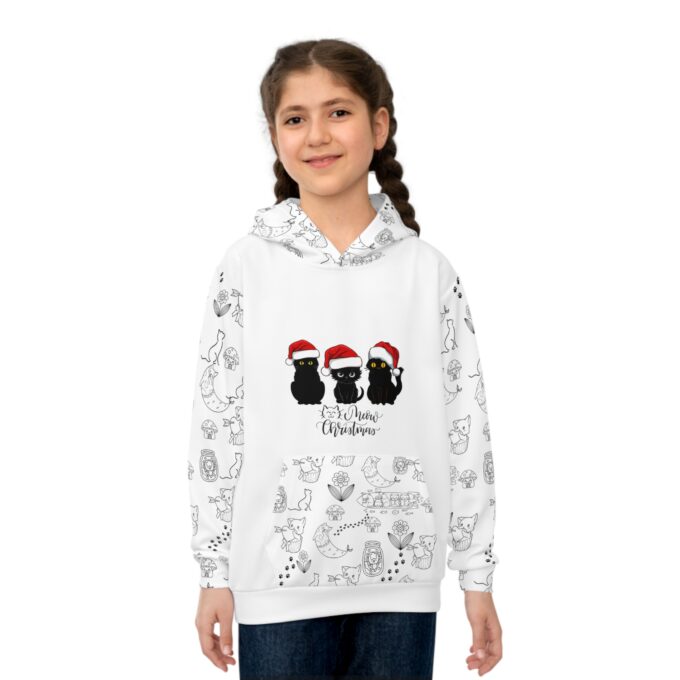 Gothic Cat Christmas Children's Hoodie - Festive & Stylish - Image 3