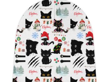 Christmas baby beanie Gothic cat beanie Winter baby hat Holiday gift for baby Unique baby winter wear