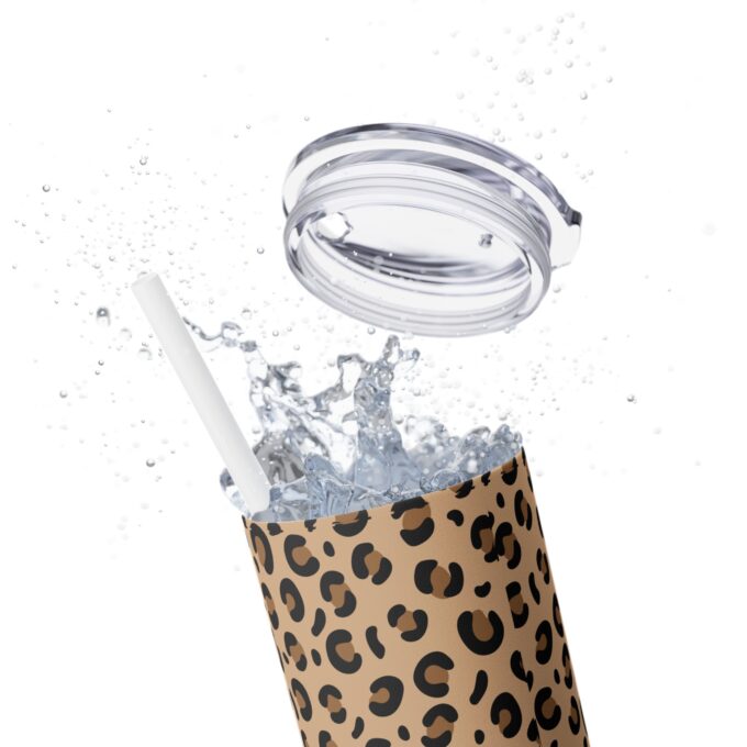 Leopard Skinny Tumbler with Straw – 20oz Stylish Drinkware - Image 6