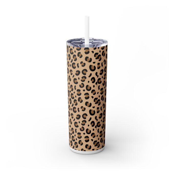 Leopard print tumbler Skinny tumbler with straw 20oz reusable tumbler Stylish drinkware accessory