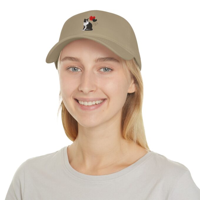 Black Cat Valentine Cap - Low Profile Baseball Cap - Image 8