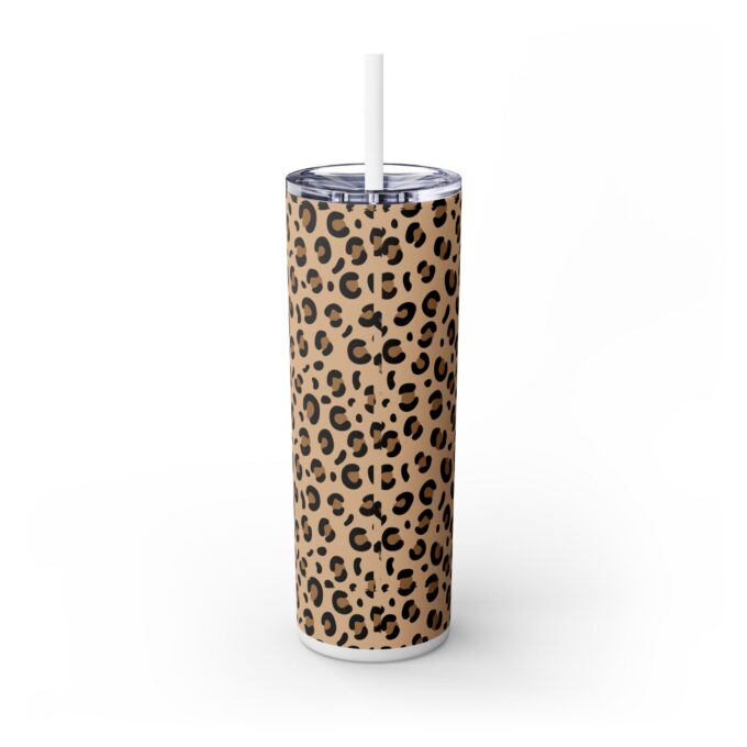 Leopard Skinny Tumbler with Straw – 20oz Stylish Drinkware - Image 3