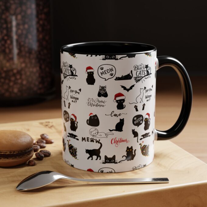 Gothic Cat Christmas Accent Mug – Unique & Festive (11, 15oz) - Image 7