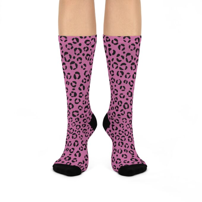 Leopard crew socks Cushioned socks for women Stylish animal print socks Comfortable everyday socks