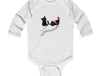 Christmas infant bodysuit Gothic cat baby bodysuit Long sleeve baby bodysuit Holiday babywear Unique Christmas gift for baby