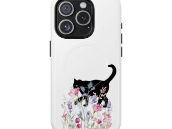 Black cat Valentine phone case Tough magnetic phone cases Cat-themed Valentine’s Day gifts Durable phone case for Valentine’s Day