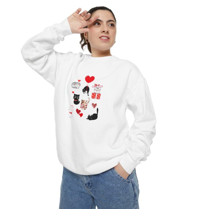 Black Cat Valentine Unisex Garment-Dyed Sweatshirt - Image 6