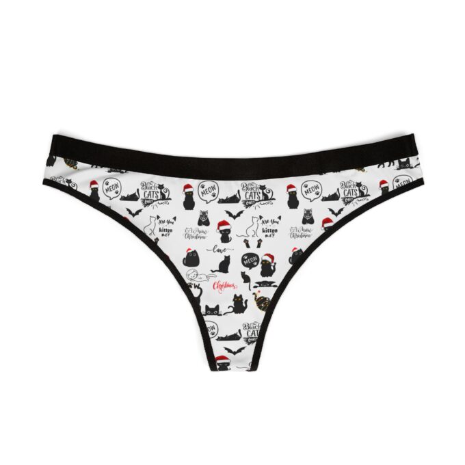 Christmas women's thongs Gothic cat underwear Holiday women's lingerie Festive thongs for women Unique Christmas gift lingerie