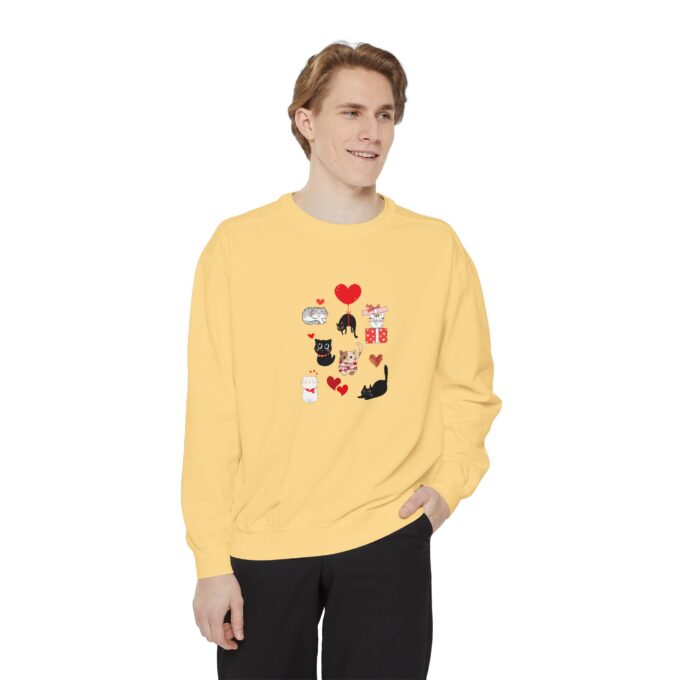 Black Cat Valentine Unisex Garment-Dyed Sweatshirt - Image 8