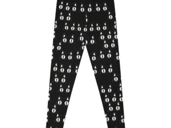 Black cat Valentine leggings Stretchy Valentine’s leggings Cat-themed women’s apparel Comfortable holiday leggings