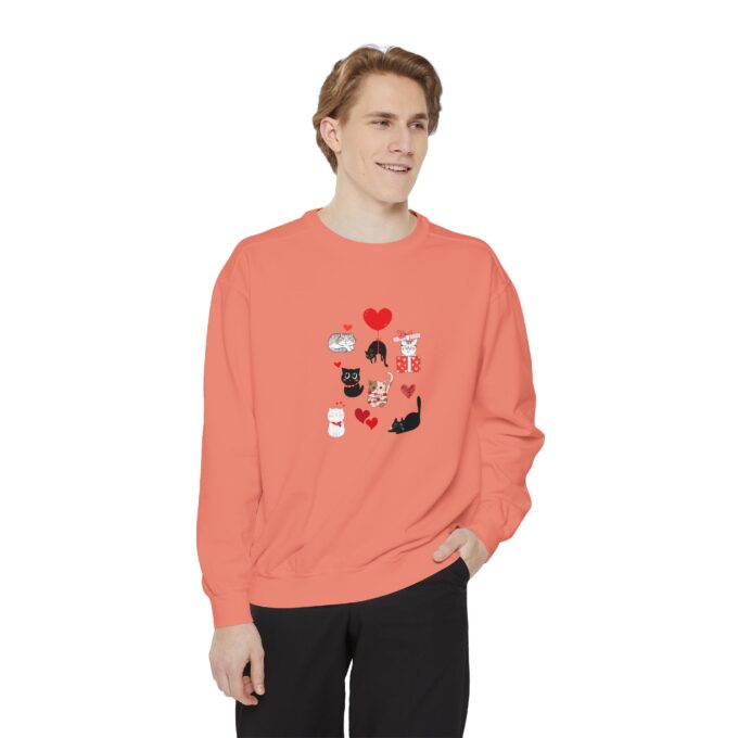 Black Cat Valentine Unisex Garment-Dyed Sweatshirt - Image 2