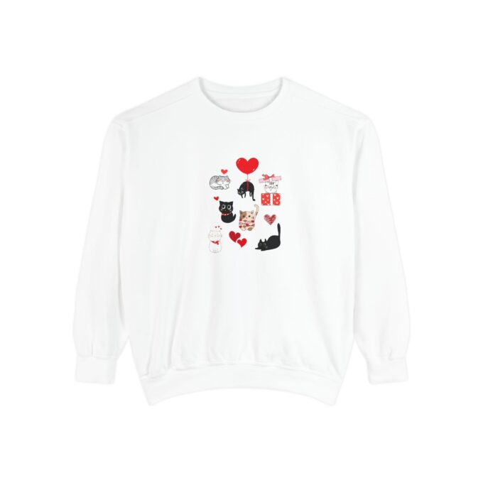 Black Cat Valentine Unisex Garment-Dyed Sweatshirt - Image 3