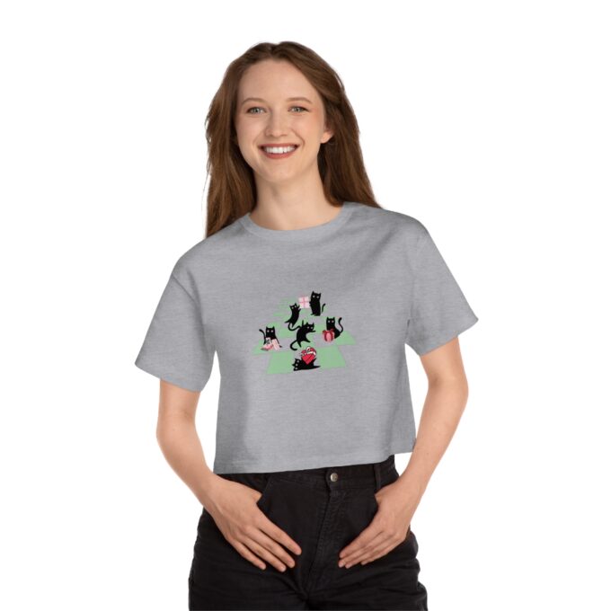 Gothic Cat Valentine’s Day Women’s Cropped T-Shirt - Image 6