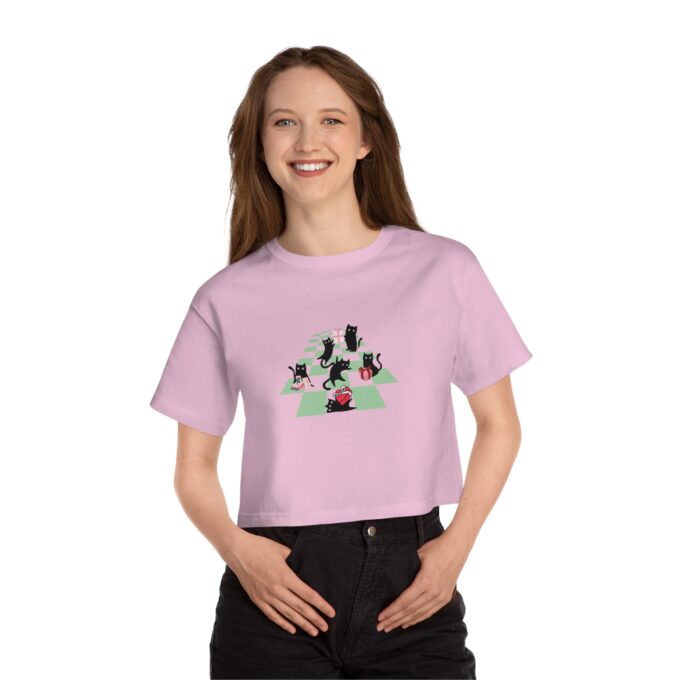 Gothic Cat Valentine’s Day Women’s Cropped T-Shirt - Image 8