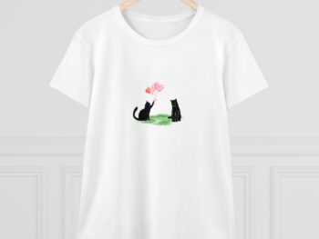 Gothic Valentine’s Day tee Women’s cotton T-shirt Black cat graphic shirt Gothic fashion gift