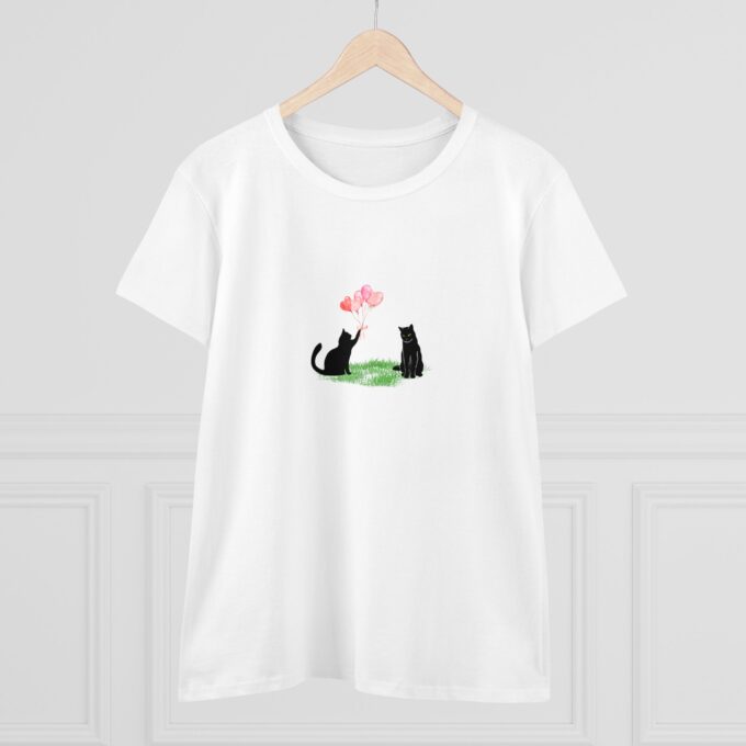 Gothic Valentine’s Day tee Women’s cotton T-shirt Black cat graphic shirt Gothic fashion gift