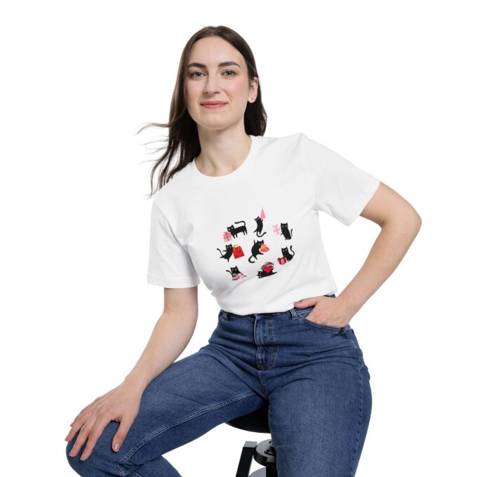 Gothic Cat Valentine Unisex T-Shirt - Image 3