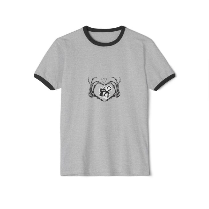 Gothic Cat Valentine Unisex Ringer T-Shirt - Image 4