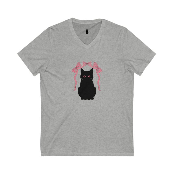 Gothic Cat Valentine V-Neck Tee – Stylish & Comfortable - Image 4