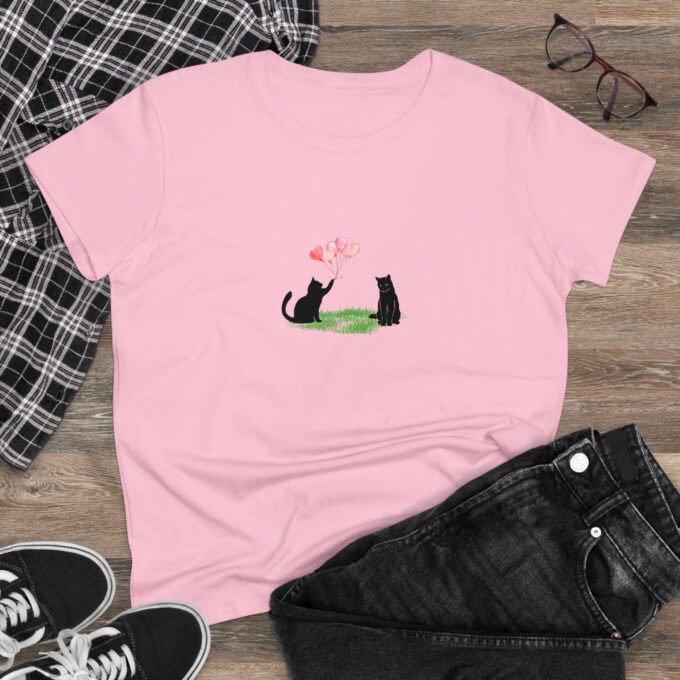 Gothic Cat Valentine Women’s Cotton Tee – Stylish Comfort - Image 11