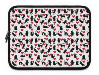 Gothic laptop sleeve Cat-themed tech accessory Durable laptop case Stylish laptop protection