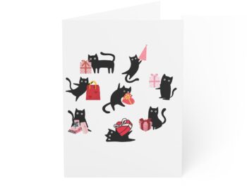 Gothic holiday greeting cards Christmas black cat cards Unique holiday stationery Festive greeting card sets