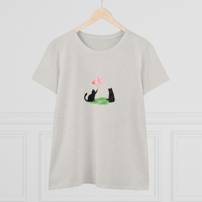 Gothic Cat Valentine Women’s Cotton Tee – Stylish Comfort - Image 4