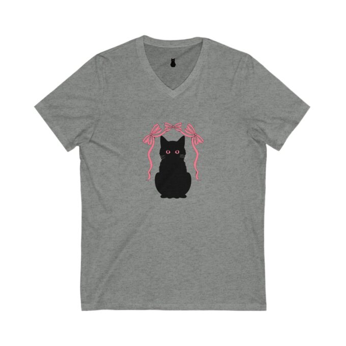 Gothic Cat Valentine V-Neck Tee – Stylish & Comfortable - Image 2