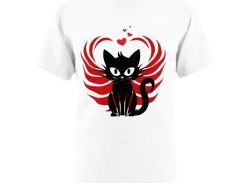 Gothic Valentine T-shirt All-over print unisex tee Cat lover’s gift shirt Gothic fashion statement tee