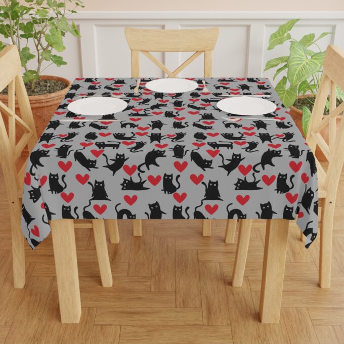 Gothic Cat Christmas Tablecloth – Festive Elegance - Image 3