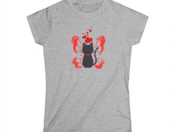 Gothic Valentine women’s tee Softstyle women’s gothic T-shirt Black cat Valentine shirt Women’s alternative fashion tee