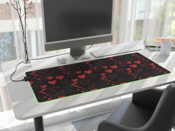 LED gaming mouse pad Heart pattern mouse pad RGB gaming accessories Valentine’s gift for gamers