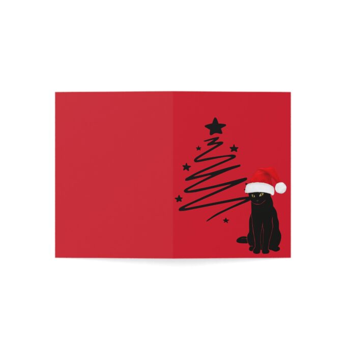 Santa Cat Christmas Card - Xmas Hat Blank Season's Greetings - Alternative Spooky Gifts - Goth, Emo, Creepmas, Witch Familiar - Image 7